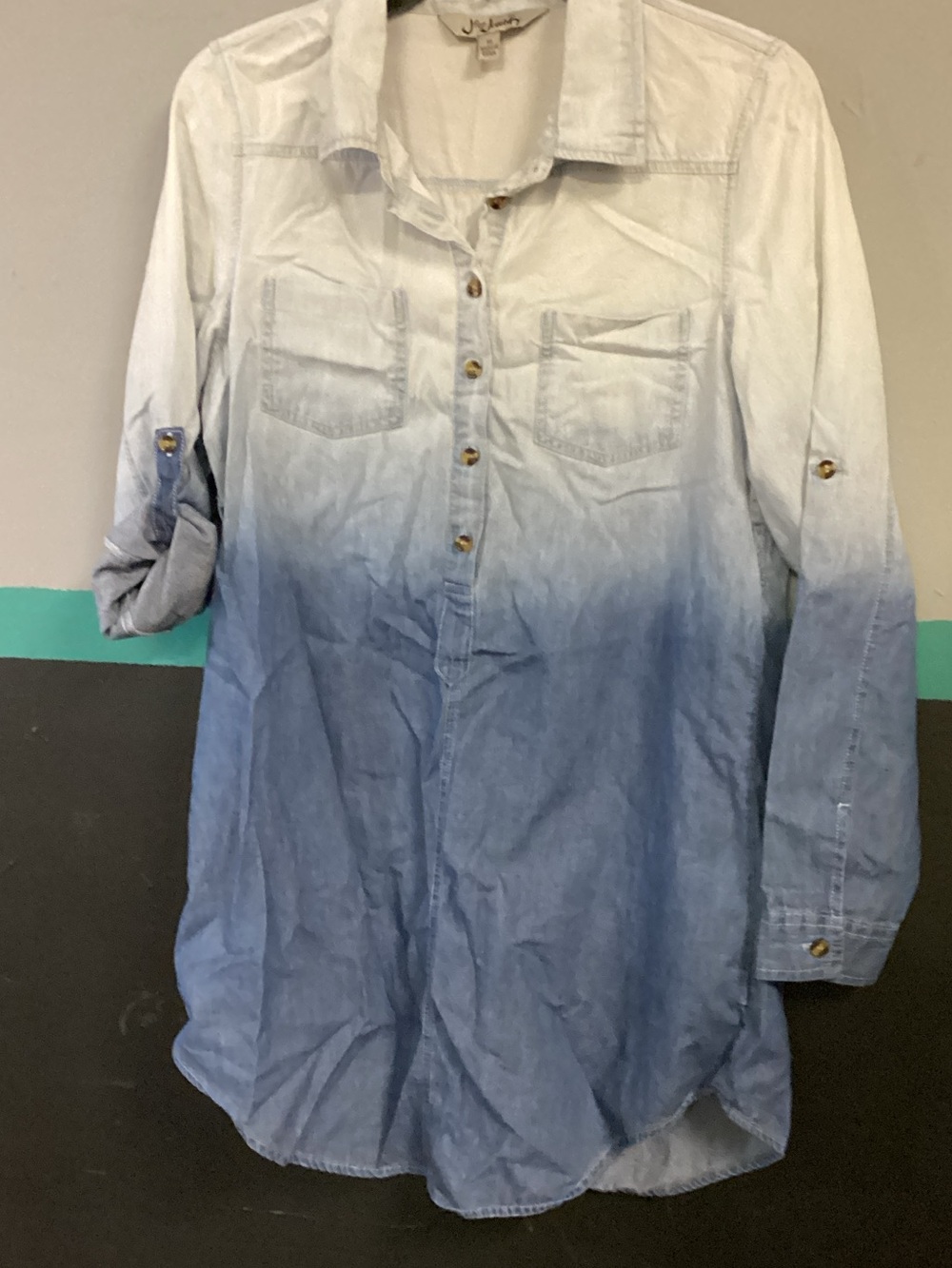 J for Justify White to Light Blue Ombre Denim Button-Down Shirt